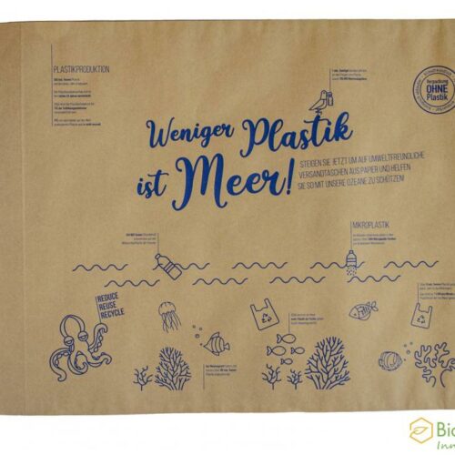 E-Commerce Papierfaltentasche Safebag „Meer“ 405×408 + 80 mm