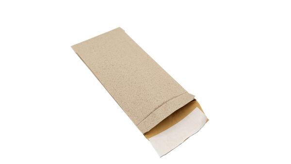geöffneter Kompaktbrief Din Lang aus Graspapier mit Polsterung. Versandmaterial umweltfreundlich und mit Selbstklebeverschluss.